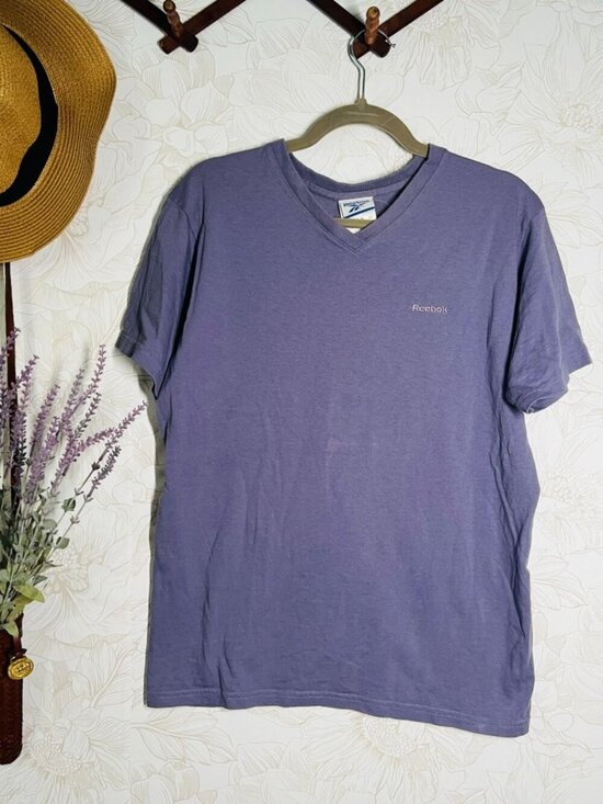 Reebok Tops - Reebok Purple V-Neck Short-Sleeve T-Shirt Mens Size Small 100% Cotton Casual Wea
